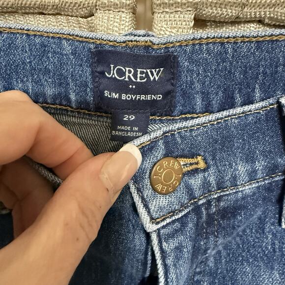 J.Crew Factory SLIM BOYFRIEND Jeans Women 29 Medium Wash Mid Rise Straight NEW - Picture 7 of 11